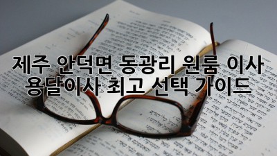 제주 안덕면 동광리 원룸 이사, 용달이사 최고 선택 가이드
